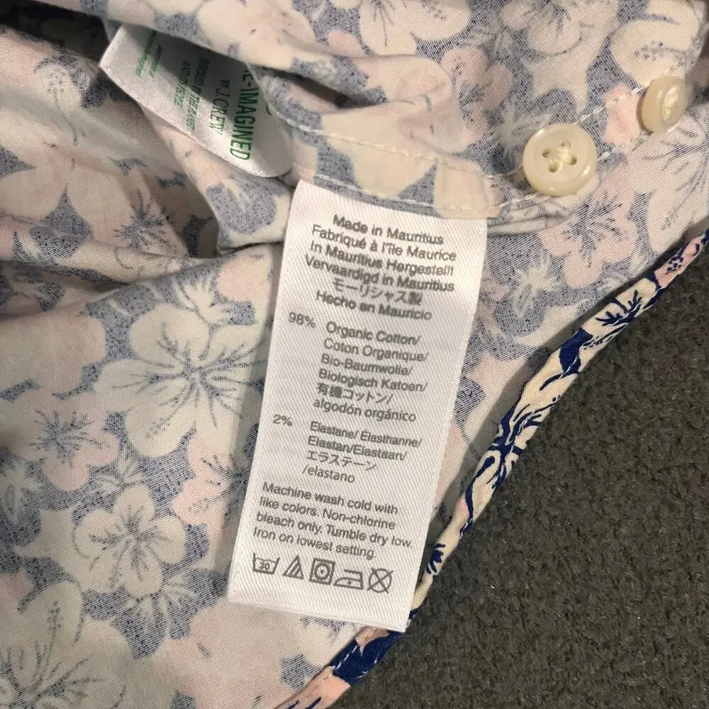 J.Crew Secret Wash Shirt Mens Small Pink Blue Slim Fit Floral Organic Cotton